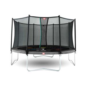 Trampoline imprimé Gris 430cm Favorit Levels et filet BERG + Echelle offerte