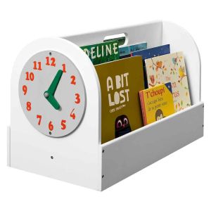 Boîte de rangement en bois blanc pour livres d'enfants Tidy Books