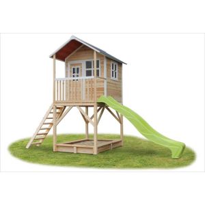 Cabane en bois avec toboggan Loft 700 Naturel - Exit