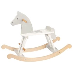 Cheval à bascule en bois naturel et blanc de Goki