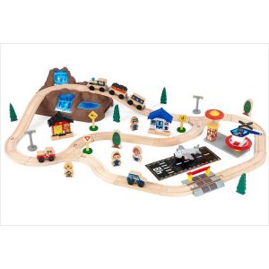 Circuit de train et table en bois Waterfall Mountain - KIDKRAFT - Mixte - A  partir de 3 ans - 120 pièces rouge - Kidkraft