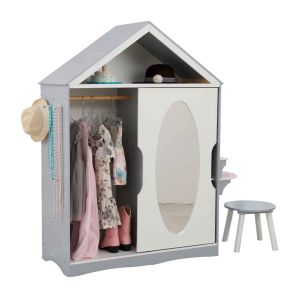 Dressing blanc et gris pour enfants avec miroir et coiffeuse KidKraft