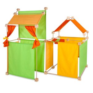 Jeu de construction géant en bois Trigonos Max Boite carton Fabriqué en Espagne - 150 pces orange