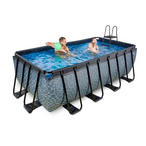 Piscine hors sol  grise 400 x 200 x 122 cm avec pompe filtrante EXIT