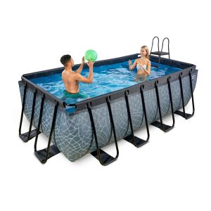 Piscine hors sol  grise 400x200x122cm avec pompe filtrante sable EXIT