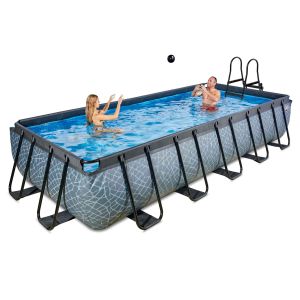 Piscine hors sol grise 540 x 250 x 100 cm avec pompe filtrante EXIT