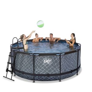 Piscine hors sol ronde grise 360 x 122 cm avec pompe filtrante EXIT