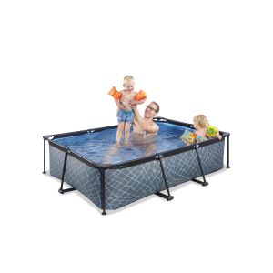 Piscine hors sol tubulaire grise 220x150x65cm + pompe filtrante EXIT