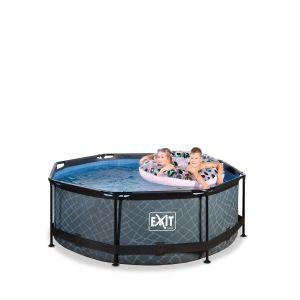 Piscine hors sol tubulaire ronde grise 244x76cm +pompe filtrante EXIT
