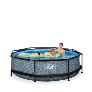 Piscine hors sol tubulaire ronde grise 300x76cm + pompe filtrante EXIT