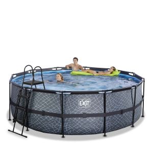 Piscine hors sol tubulaire ronde grise 427x122cm +pompe filtrante EXIT