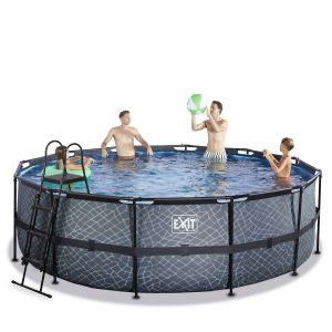 Piscine hors sol tubulaire ronde grise 450x122cm +pompe filtrante EXIT