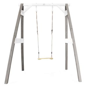 Portique 1 balançoire en bois  gris/blanc Axi