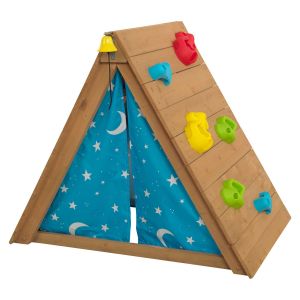 Tipi d'extérieur en bois avec mur d'escalade - Cabane KidKraft