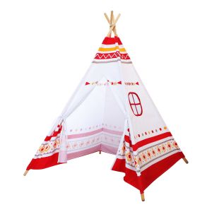 Leuchtendes rot-weißes Kinder-Tipi mit LEDs - Sunny