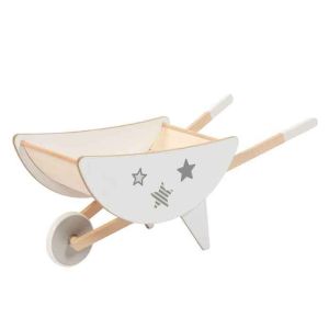 Brouette en bois blanche et étoiles grises pour enfant de Goki