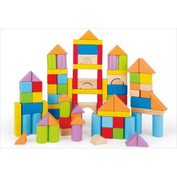 100 cubes en bois colorés Hape