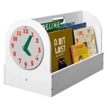 Boîte de rangement en bois blanc pour livres d'enfants Tidy Books
