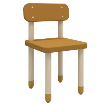 Senfgelber Holzstuhl für Kinder Flexa