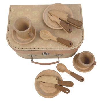 Dinette petit déjeuner en bois de hêtre et sa valisette de Egmont Toys