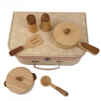 Dinette set de cuisine en bois de hêtre et sa valisette de Egmont Toys