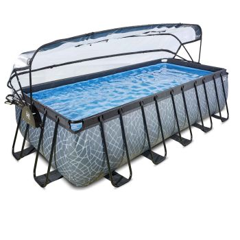 Swimmingpool grau 540x250x122 cm mit Kuppel und Sandfilterpumpe EXIT