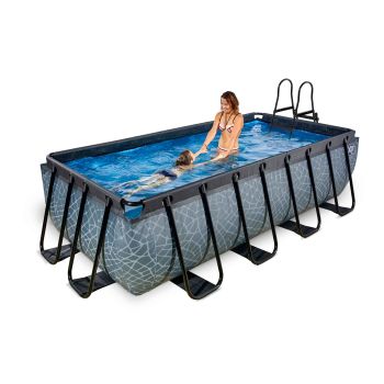 Piscine hors sol  grise 400x200x100 cm avec pompe filtrante dable EXIT