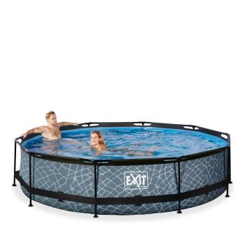 Pool oberirdisch rund grau 360 x 76 cm mit Filterpumpe EXIT