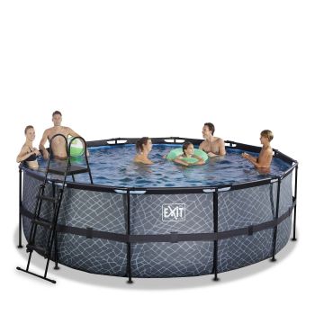 Piscine hors sol ronde grise 427x122cm +pompe filtrante sable EXIT