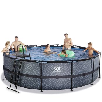 Piscine hors sol ronde grise 488x122cm avec pompe filtrante sable EXIT