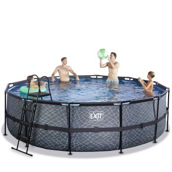 Piscine hors sol tubulaire ronde grise 488x122cm +pompe filtrante EXIT