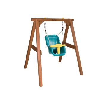 Portique en bois brun - balançoire bébé Axi