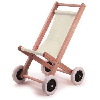 Poussette en bois avec tissu naturel pour poupées Egmont Toys