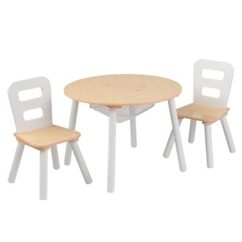 Table ronde et 2 chaises KidKraft - Coloris bois naturel et blanc 