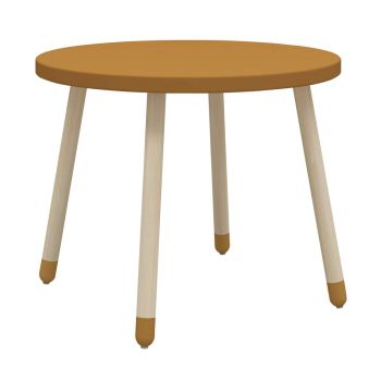 Senfgelber runder Tisch aus Holz 60 x 47 cm Flexa