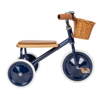 Tricycle vintage en métal bleu marine Banwood