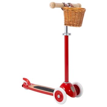 Banwood Kinderroller mit 3 Rädern und rotem Korb