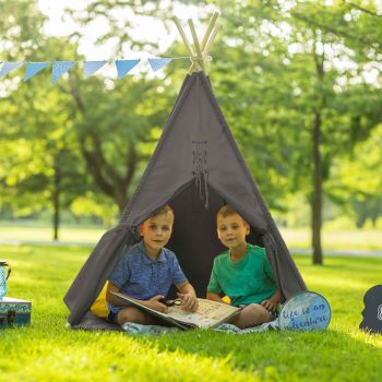 Graues Tipi-Zelt für Kinder aus FSC-Holz und Baumwolle Alba von Sunny