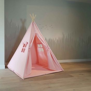 Rosa Tipi-Zelt für Kinder aus FSC-Holz und Baumwolle Alba von Sunny