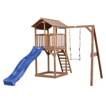 AXI Max Maison Enfant avec Bac à Sable & Toboggan Violet, Aire de Jeux  pour l'extérieur en marron & blanc, Maisonnette / Cabane de Jeu en Bois  FSC