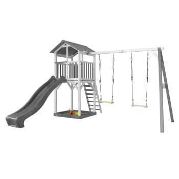 Beach Tower de Axi avec 2 balançoires et toboggan gris