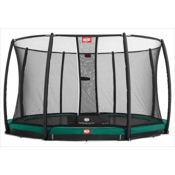 Trampolin im Boden versenkt grün 430cm Champion + Netz - BERG