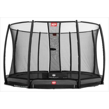 Erdgedecktes Trampolin Grau 380cm Champion + Netz - BERG