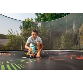 Trampoline imprimé Gris 430cm Favorit Levels et filet BERG + Echelle offerte