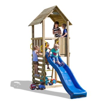 Spielplatz Carol1 mit blauer Rutsche und Kletterwand von Fungoo