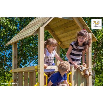Spielplatz Carol1 mit blauer Rutsche und Kletterwand von Fungoo