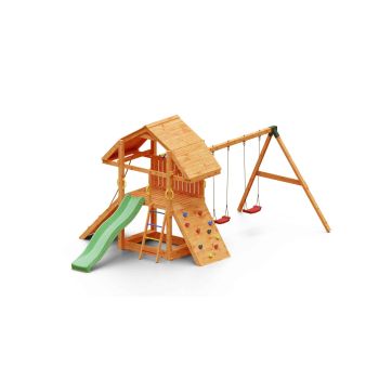 Holzspielplatz Buffalo mit 2 Schaukeln und Rutsche von Fungoo