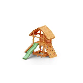 Holzspielplatz Buffalo mit Kletterwand und Rutsche von Fungoo