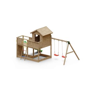 Holzspielplatz Galaxy L mit Rutsche und Haus von Fungoo