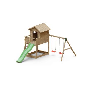 Holzspielplatz Galaxy S mit Rutsche und Haus von Fungoo